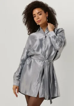 zilveren selected femme mini jurk slfsilvia-tonia ls shirt dress