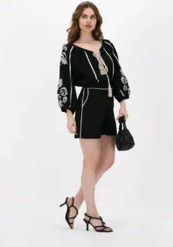 zwarte access broeken linen high-waisted shorts