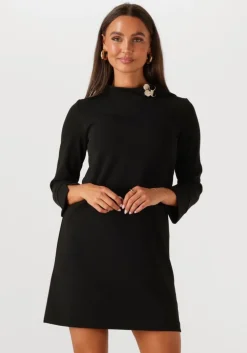 zwarte ana alcazar mini jurk dress neck clasp