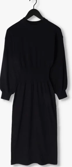 zwarte another label midi jurk elaine dress l/s
