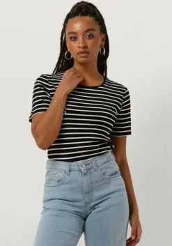 zwarte another label t-shirt elyne stripe t-shirt s/s