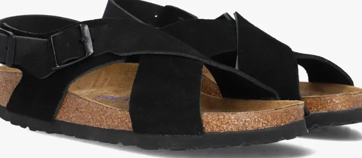 zwarte birkenstock platte sandalen tulum ii vl