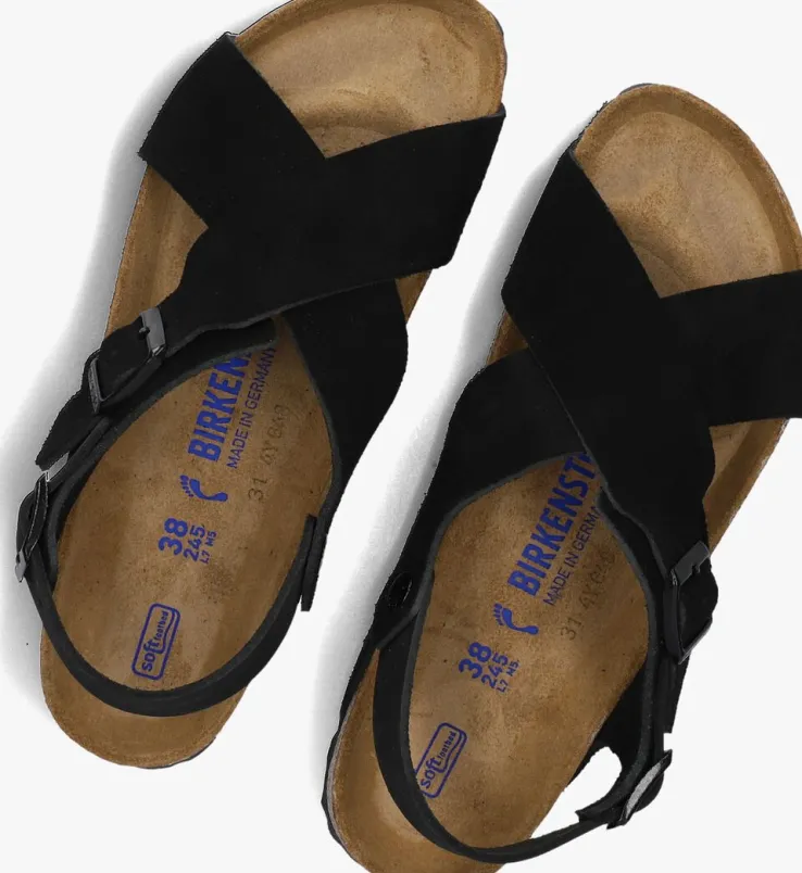 zwarte birkenstock platte sandalen tulum ii vl