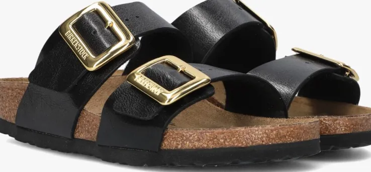 zwarte birkenstock slippers sydney cushion buckle