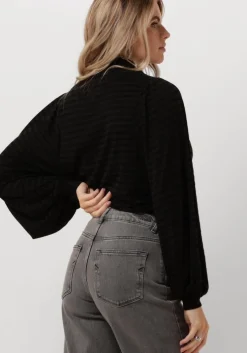 zwarte by-bar tops & t-shirts jojo roll melange stripe top