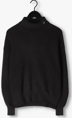 zwarte calvin klein coltrui ck chunky roll neck