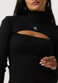 zwarte calvin klein coltrui 2 in 1 cut out tight sweater