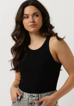 zwarte calvin klein top variegated rib woven tab tank