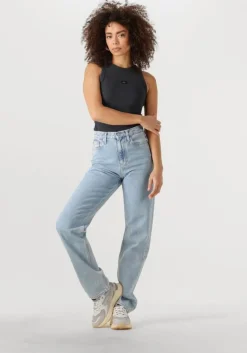 CALVIN KLEIN e top washed woven label rib tank top><noscript><img width=