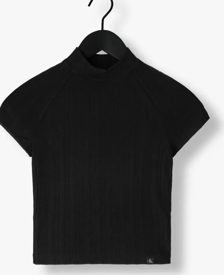 CALVIN KLEIN e top warm texture rib mockneck top>DAMES Tops & T-Shirts