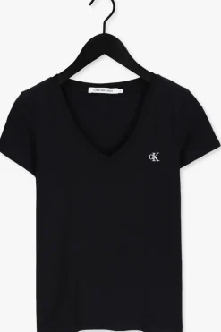 zwarte calvin klein t-shirt ck embroidery stretch