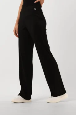 CALVIN KLEIN e wijde broek shiny rib wide leg pants>DAMES Broeken