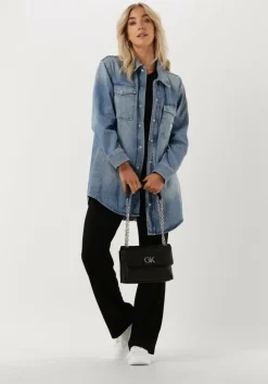 CALVIN KLEIN e wijde broek shiny rib wide leg pants>DAMES Broeken