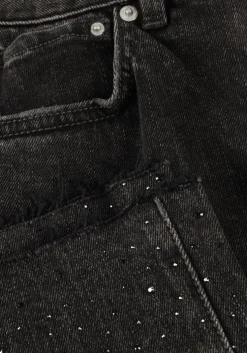 zwarte catwalk junkie straight leg jeans loose fit jeans with metallic strass