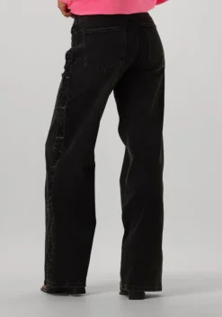 zwarte catwalk junkie wide jeans loose fit jeans with lace detail
