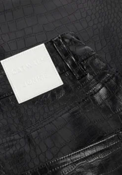 zwarte catwalk junkie wijde broek loose fit textured vegan leather trousers