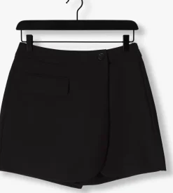 zwarte co'couture korte broek vola wrap skort