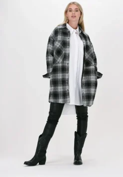 zwarte co'couture mantel edna check shirt