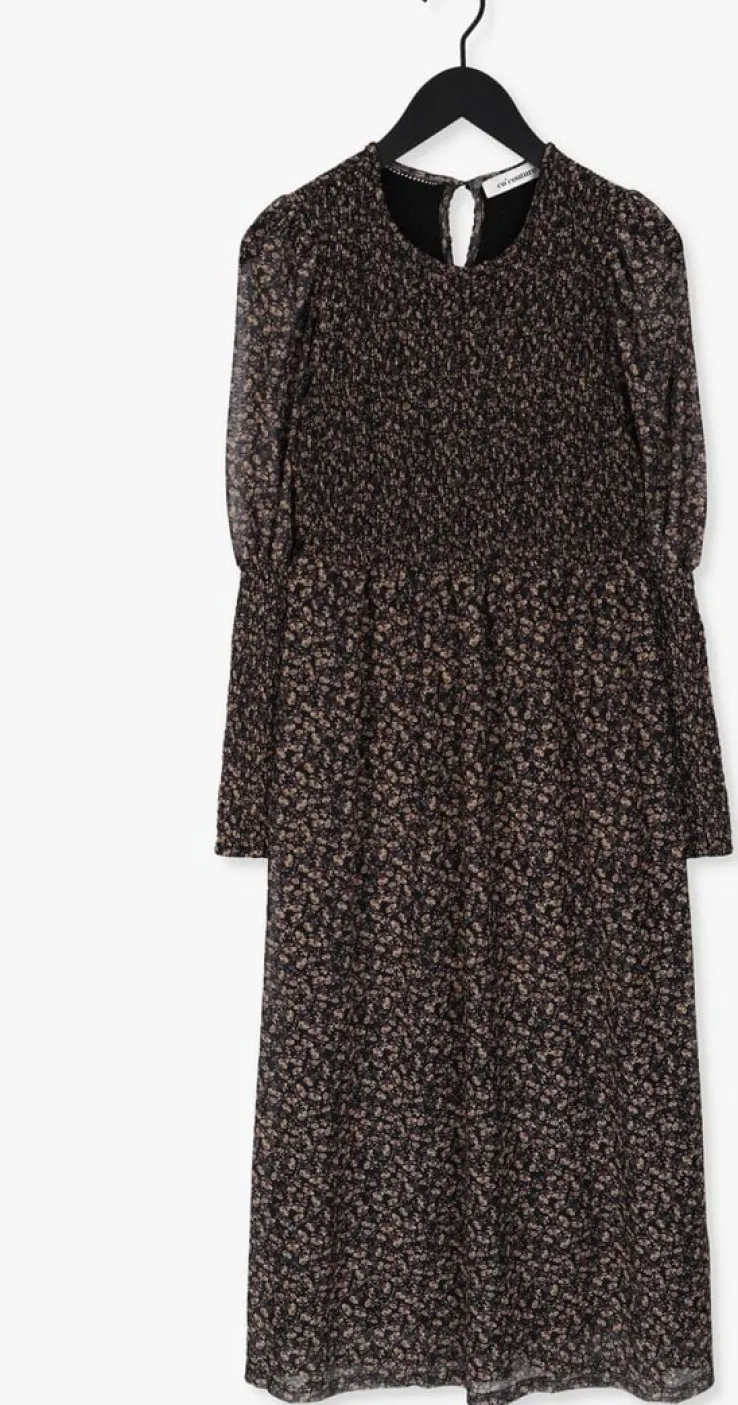 zwarte co'couture maxi jurk mesh flower smock dress