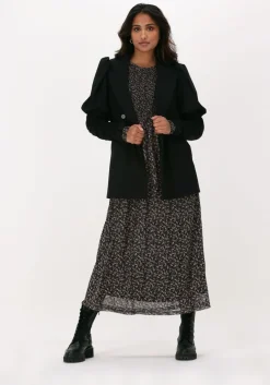 zwarte co'couture maxi jurk mesh flower smock dress