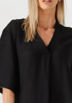 zwarte co'couture midi jurk caryncc pleat tunic dress