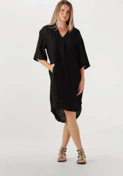 zwarte co'couture midi jurk caryncc pleat tunic dress