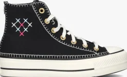 zwarte converse hoge sneakers chuck taylor all star lift crafted stitching
