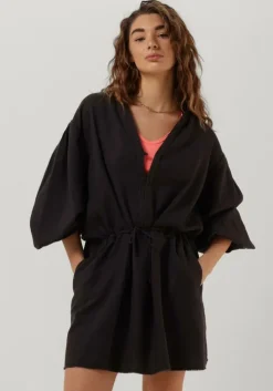 zwarte 10days mini jurk tunic dress waffle
