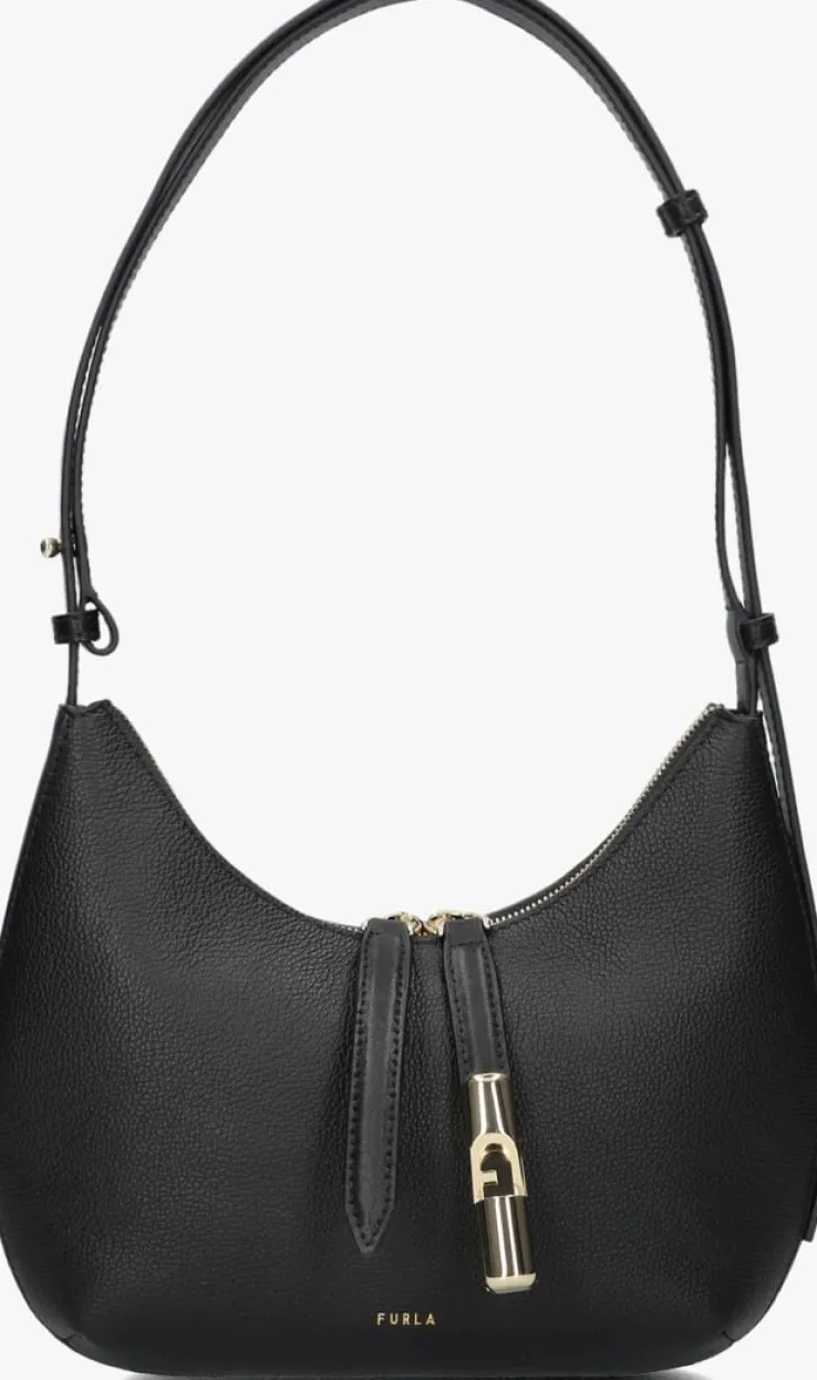 zwarte furla schoudertas goccia s shoulder bag