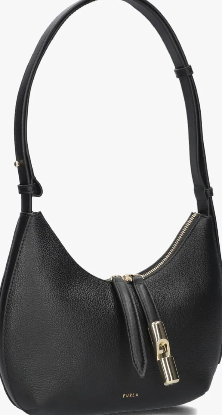 zwarte furla schoudertas goccia s shoulder bag