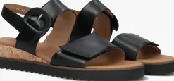 zwarte gabor platte sandalen 752