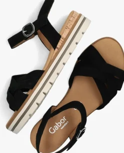 zwarte gabor platte sandalen 083.3