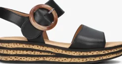 zwarte gabor platte sandalen 550.2