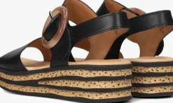zwarte gabor platte sandalen 550.2