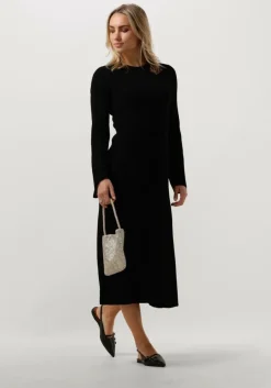 zwarte gestuz midi jurk antaligz wool dress
