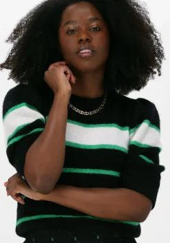 zwarte gestuz trui alpha ss striped pullover