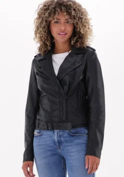 zwarte goosecraft leren jas jade braided