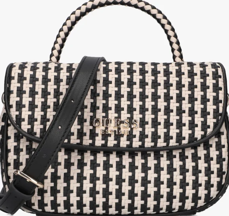 zwarte guess schoudertas mirema top handle flap