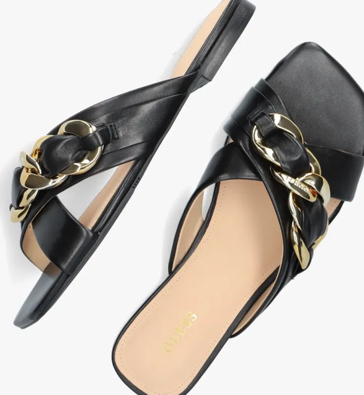 zwarte guess slippers sameya