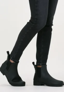 zwarte hunter regenlaarzen womens refined chelsea