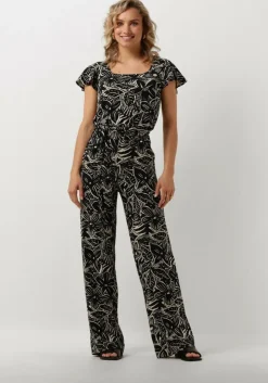 zwarte jansen amsterdam jumpsuit vfb445 jersey printed jumpsuit square neckline