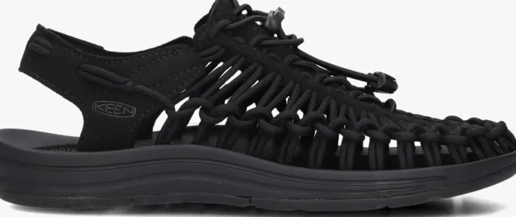 zwarte keen platte sandalen uneek w