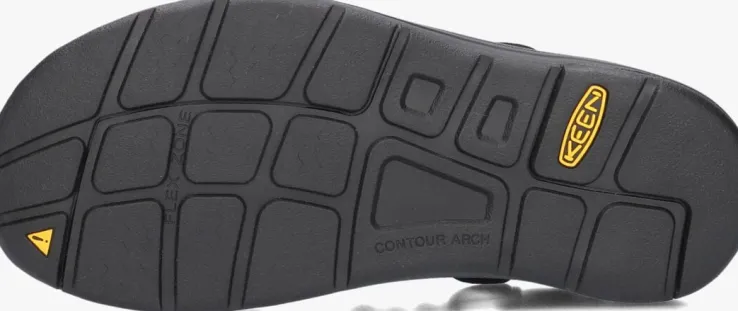 zwarte keen platte sandalen uneek w