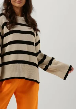 zwarte modström trui corbin md stripe o-neck