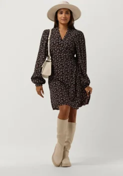 zwarte msch copenhagen mini jurk mschmessina morocco wrap dress aop