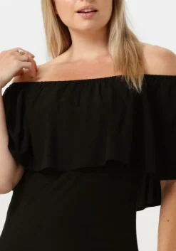 zwarte my essential wardrobe midi jurk sunnymw florence dress