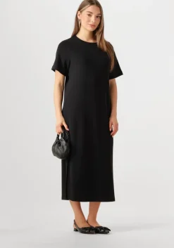zwarte my essential wardrobe midi jurk hellamw r-neck long dress