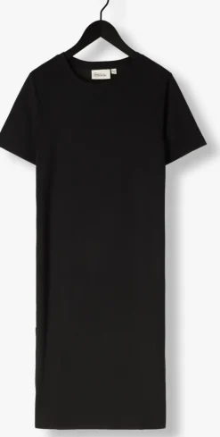 zwarte my essential wardrobe midi jurk hellamw r-neck long dress