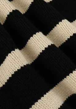 zwarte neo noir coltrui fanning stripe knit blouse