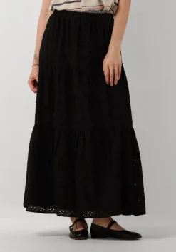 zwarte neo noir maxirok rana embroidery skirt